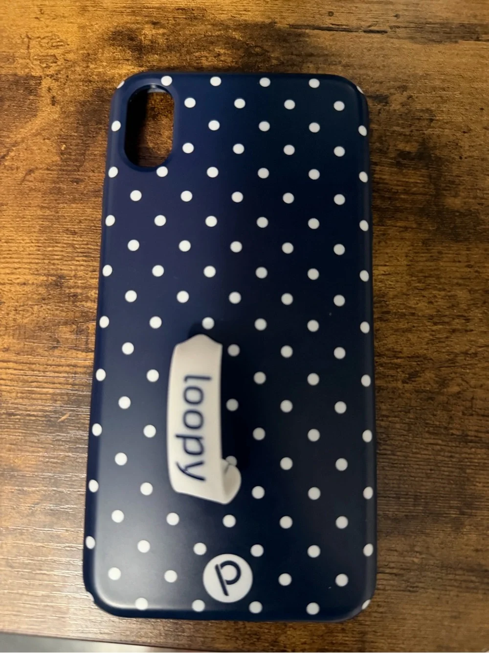 Iphone XS Max Loopy Case Navy Polka Dot